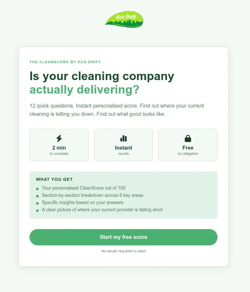 The CleanScore assessment